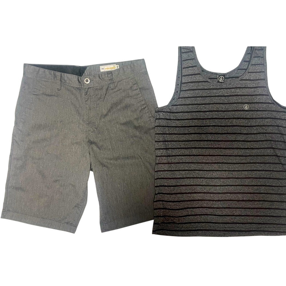 Volcom Charcoal True to This Shorts‎ & Striped Tank Top Bundle Mens 34/Medium